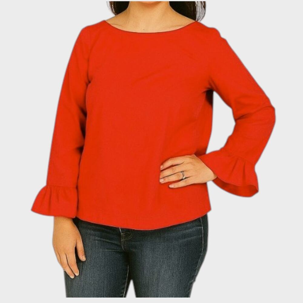 Marled Reunited Clothing Large Red Blouse Cotton Polyester Spandex